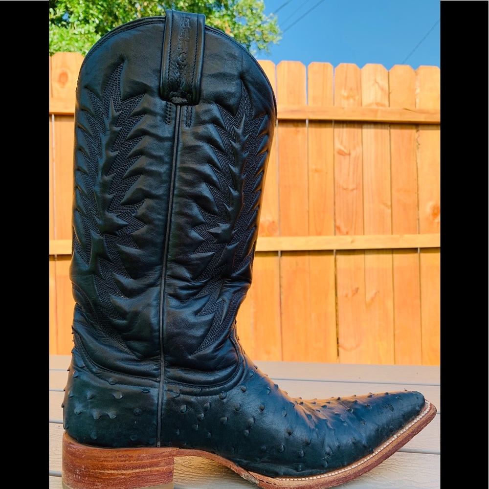 Rancho Printed Ostrich Pointed Toe CowboyBoots 7.5